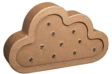 Rayher Pappmaché Licht Wolke, 20x3x11,5cm, warmweißes Licht, Batteriebetrieben, FSC Recycled 100%, Pappmaché Leuchte, zum Bemalen, 67350521