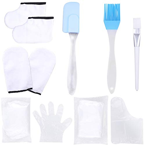 FRCOLOR Paraffin Wachs Bad Liner Handschuhe Und Booties Set Frottee Handschuhe Booties Feuchtigkeitsspendenden Spa-Zubehör für Die Hand Fußpflege Weiß