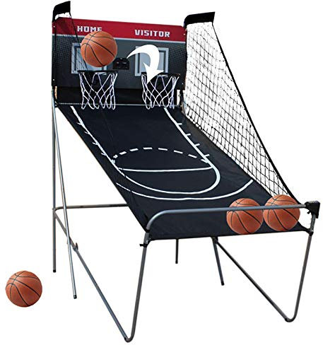 TFCFL Basketball-Schießmaschine, Basketballständer inkl. 4 Basketbälle und Pumpe, Basketballkorb klappbar, Basketballständer mit Punktezähler, 8 Spieleinstellungen