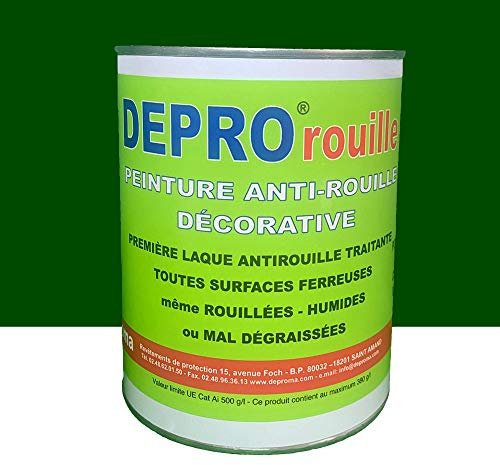 DEPROMA Peinture anticorrosion - Peinture pour Fer - Glycéro Antirouille - Sans sous-couche directe sur rouille - 2.5kg (Vert foret)