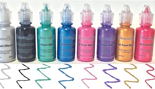 Glitter Glues, Metallic Pearl Effect, 3D Enamel Pastels Brights - 8 Bottles Per Individual Pack Chosen by You - Cardmaking Arts Crafts - Simply Sew Crafty™ (Metallic Pearl Effect)