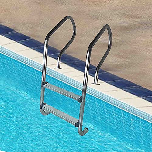 MYAOU 2 Steps Swimming Pool Ladder 304 Stainless Steel Safety Non‑Slip Stair Pedal Swimming Bath Steps