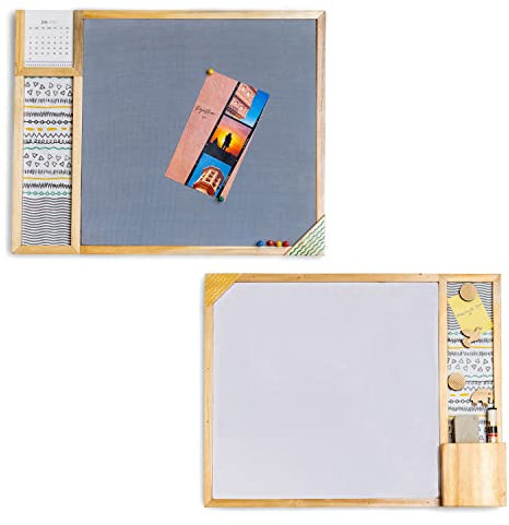 IVEI Metalltafel Pinnwand Whiteboard mit Kalender - 2er Set Grau