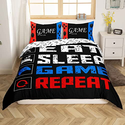 Loussiesd Spieler Bettw?sche Set 135x200cm für Jungen Jugendliche Spiele Betten Set Kinder M?dchen Junge M?nner Essen Schlaf Spiel RepEssen Design Bettbezug Set Spieler Regler Zimmer Dekor