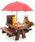 icyant Eichhörnchen Futterhaus, Holz, für draußen mit Regenschirm und Maisständer,hängende Chipmunk-Futterstation, inklusive Schrauben (Rot)