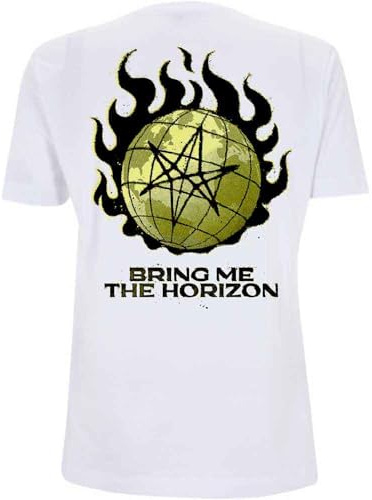 Bring Me The Horizon T Shirt Globe Band Logo Official Mens White XL