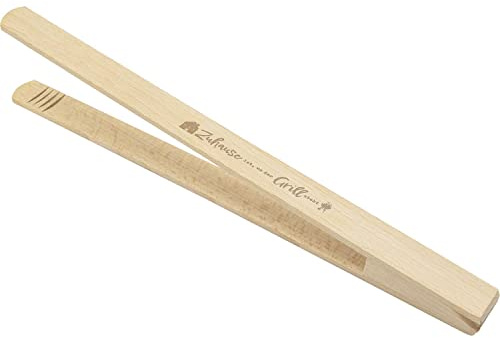 GRUSS & CO Grillzange Motiv Zuhause| Holzgrillzange, Grillzange aus Buchenholz, 30 cm, mit eingebranntem Motiv | Geschenk Küche, Grillen | 47817