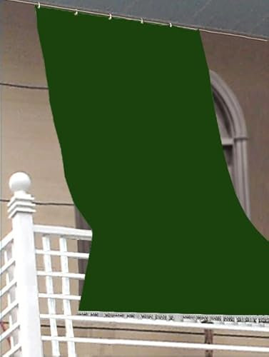 Toldo ligero de color liso para exterior y balcón, con flecos y anillas, tejido de poliéster ligero, varias variantes, 145 x 250 cm, color verde liso