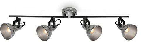 BRILONER - Deckenlampe Vintage schwenkbar, E14 Fassung, max. 40 Watt, Deckenleuchte, Lampe, Wohnzimmerlampe, Schlafzimmerlampe, Küchenlampe, Deckenstrahler, 79,5x18,5 cm, Antik-Silber