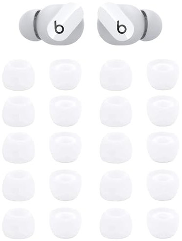 Zotech 20 Pcs White Replacement Earbud Tips for Beats Powerbeats3 and Beats Studio Buds Wireless Stereo Headphones (Small)