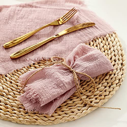 Dloapesy Lot de 6 serviettes en coton aquarelle rose, 42 x 42 cm, parfaites pour les mariages, les fêtes, un usage quotidien