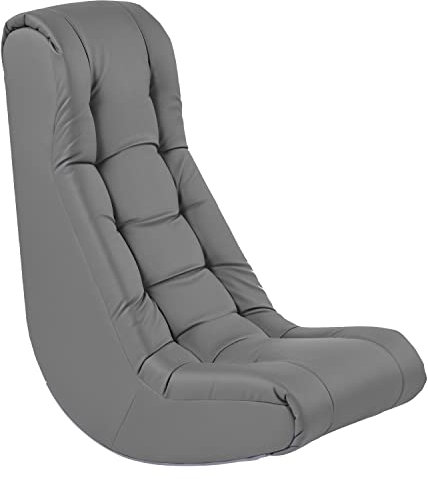 Factory Direct Partners Soft Tufted Floor Rocker - Cushioned Ground Chair for Kids Teens and Adults - Great for Reading, Gaming, Meditating, TV - Coal, 10488-GY