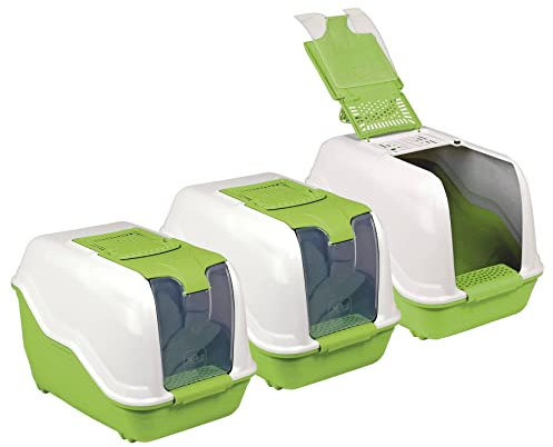 3er Sparpack XXL Katzentoilette Netta Maxi Weiss-grün