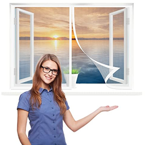 Zanzariera magnetica balcone, 85 x 130 cm Tenda Anti-insetti Zanzare, Pieghevole Totalmente per Finestra, Bianco