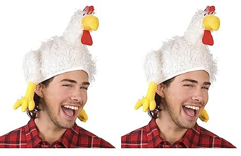 Boland 99941 - Erwachsenenhut Huhn, One Size, Hühnerhut, Karnevalshut, Themenparty, Mottoparty (Packung mit 2)