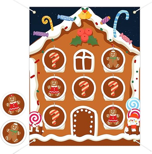 BLOOMWIN Tres en Raya Gender Reveal - Juegos Revelacion Genero Bebe Navideños Ideas Gender Reveal Navidad - Christmas Gender Reveal Party Decoration Pan de Jengibre Tic Tac Toe Boy or Girl