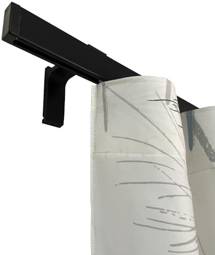 TENDAGGIMANIA Binario Tenda Soffitto/Parete Piatto Lunghezza 140 CM NERO -Ideale anche per Tende ad Onda - Bastone Completo di Tappi Laterali - Personalizzabile- Movimento Manuale