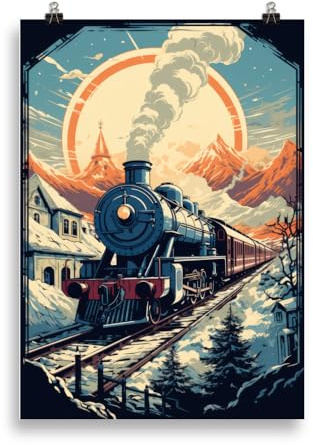 Generisch Vintage Retro Poster Dampflok Zugreise – Nostalgischer Kunstdruck im Retro-Stil | Wandbild Wohnzimmer & Büro | Plakat ungerahmt