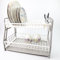DIVCHI 2-Tier Dish Drying Rack Large Capacity Plastic Dish Drainer, Utensil Holder, Drain board - Kitchen Counter, Over Sink Organizer for Plates, Bowls, Cups (Grey)