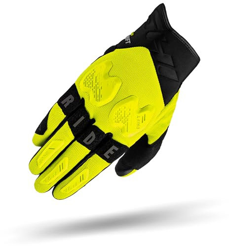 SHIMA DRIFT GLV Motorrad Handschuhe Herren Leder Kurze Sommer Motorradhandschuhe Schutz Touchscreen Stadt Lederhandschuhe Motorcycle Belüftet Verstärkt Perforiertes Leicht (Männer, Fluo, S)