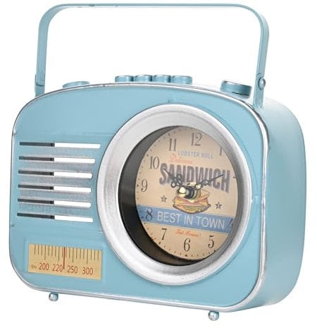 Widdop and Co Hometime Metal Mantel Clock - Retro Radio, W2951