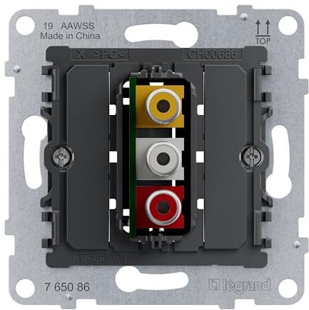 LEGRAND, SEANO RCA Cinch-Anschlussdose, Einsatz, 3-fach, Schraubklemmenanschluss: 0,5 mm², 765086