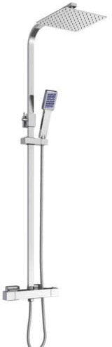 Konfiur Regendusche, 38℃ Thermostat Duschsystem mit Duscharmatur, Edelstahl Wandmontiert Handbrause Duschsystem, Regendusche Duschset mit Handbrause Duschpaneel für Alle Arten von Bädern, 30x30cm