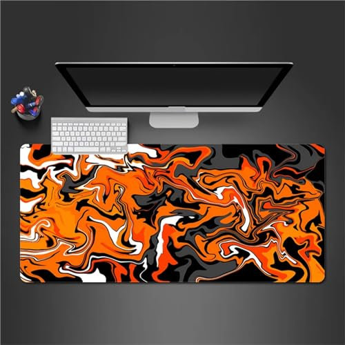 Tainrun Orange White Black Mouse Pad 48x24x0.12 inch Extended XXL Mousepad,Stitched Edges Mouse Mat,Non-slip Rubber Base and Waterproof Surface,Computer Keyboard Desk Mat Large Size 1200x600x3mm