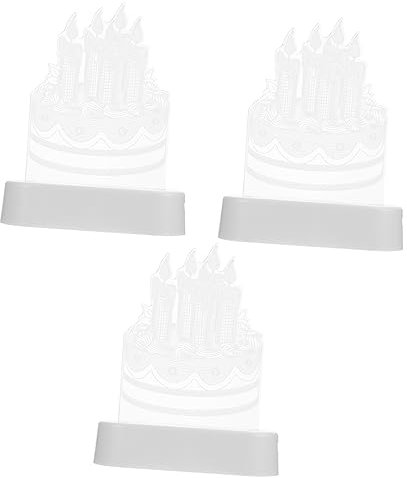 Veemoon 3st Geburtstag Lichter Geburtstagsparty-zubehör Geführte Kerze Geburtstagstorte Led-lampe Kuchen Zum Geburtstag Kerzen Kind Nachtlicht Geburtstagstorte Lampe Weiß Acryl