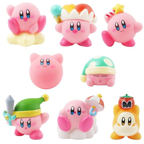 8 Piezas KirB-y Figures de Cupcakes Artículos KirB-y Decoración para Tartas Mini Figuras Adornos para Pastel Decoración del Coche,Baby Shower Fiesta de Cumpleaños Pastel Suministros para fiestas -C