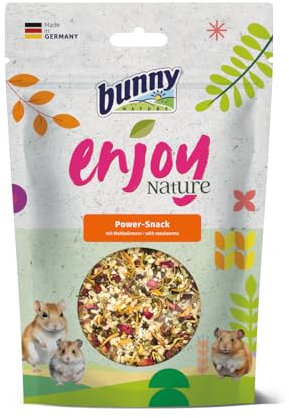 Bunny EnjoyNature Power Snack, 140 g, Supplementary Feed for Hamsters, Dwarf Hamsters, Colour Mice, Gerbils & Rats, Protein-Rich Seed Mixture, Tasty Mealworms