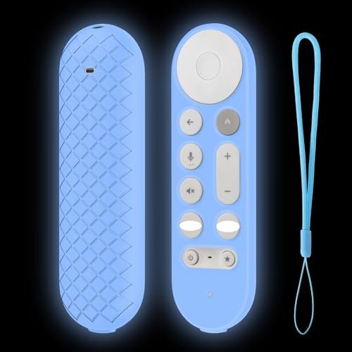 Silicone Case For Google TV Streamer 4K TV 2024, Remote Cover Replacement with Lanyard Strap, Soft Skin Cover for Remote Control for Google GY3LE (Luminous Blue)
