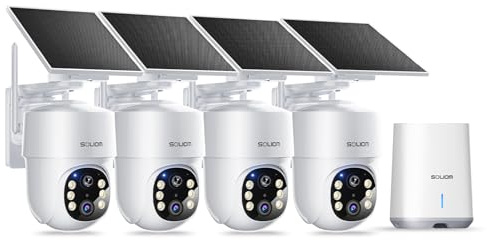 SOLIOM 5MP Security Cameras Wireless Outdoor, No Subscription, 4-Cam Kit