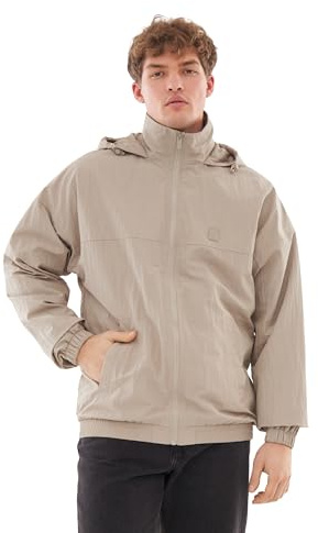 Johnny Urban Veste de Sport Hommes et Femmes Beige - Lennon - Veste Zippée Légère avec Capuche - Coupe Vent d'Été Unisexe - Vêtement Sport