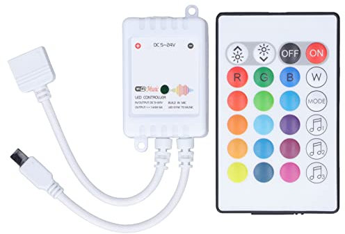 24-Tasten Smart LED Streifen Lichter Fernbedienung RGB Wireless Controller mit Handy App Steuerung Intelligent AI Audio 16 Farben 4 Lichtmodi DC 5V-24V für Smart Home