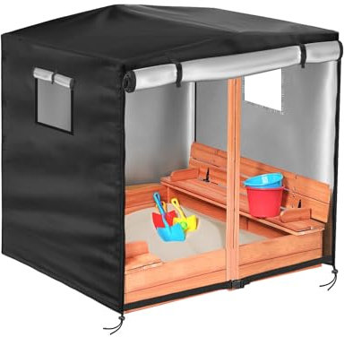 Kasla Sand Box Cover - Waterproof and UV-Resistant, Fits Kids Sandbox with Lid & Wooden Sandbox with Canopy (Cover Only, 48 Wx48 Dx48 H)