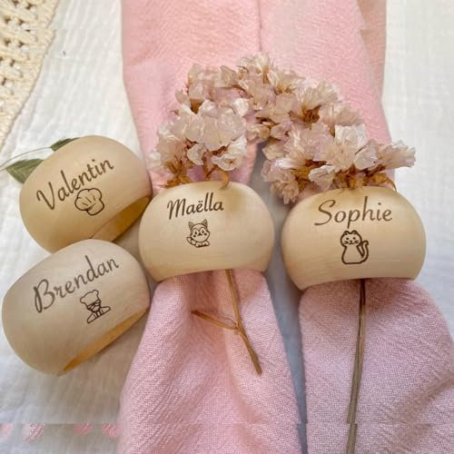 Personalisierte Laser-Serviettenringe aus Holz, gravierte Hochzeits-Tischnamen, Hochzeitsbankett, Tischdekoration, handgefertigte Hochzeit (1 Stück)
