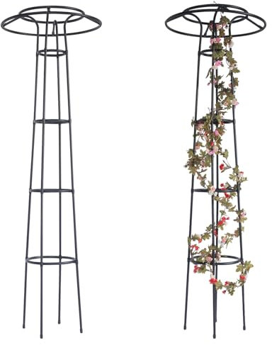 Yuecuu Traliccio da giardino per piante rampicanti, 185 cm, supporto per piante rampicanti, funghi, obelisco da giardino, per rampicanti, ortaggi e piante