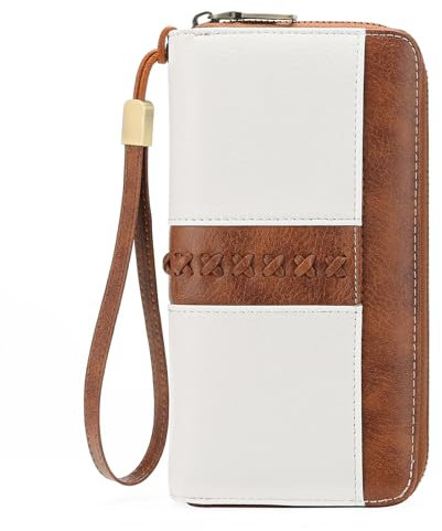 GOIACII Portefeuille Femme Grande Capacite avec RFID Blocage Porte Monnaie Cuir Porte-chéquiers Longue Porte-Cartes pour 12 Cartes