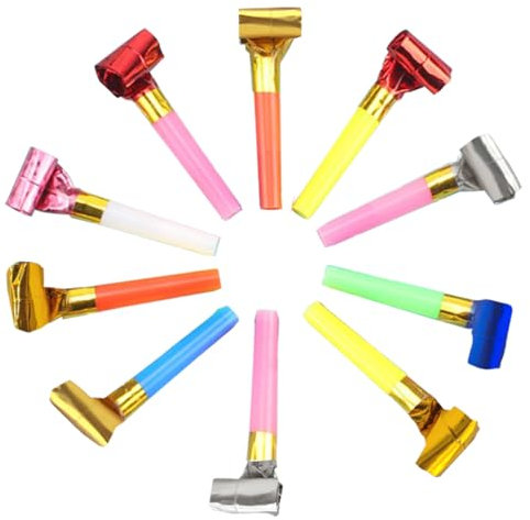 10 PCS Trombette Festa Compleanno, Trombette Colorate Party Blower Whistle Toy for Kids, Trombette Festa Compleanno Partito Fischietto per Matrimoni Carnevale Compleanno Bambini