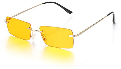 RRNTTTM Lunettes de soleil sans monture tendance pour femmes, verres solaires rétro dégradés, protection UV400
