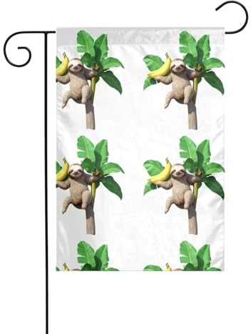 YYHWHJDE Faultier auf Bananenbaum, Gartenflagge, Hofdekoration, 30,5 x 45,7 cm, für Garten, Terrasse, Balkon
