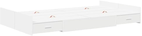 vidaXL Bettgestell mit Stauraum Weiß 120 x 190 cm Holzwerkstoff, Schlafzimmer, minimalistisches Design, praktisches Schlafbett für cleveren Stauraum, Moderne Möbel für Raummanagement