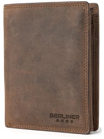 Berliner Bags Geldbörse Herren Oliver Vintage, Leder Hochformat - Braun | Geldbeutel Herren mit 15 Kartenfächern, TÜV-geprüftem RFID-Schutz, Echtleder Brieftasche mit Münzfach für Männer