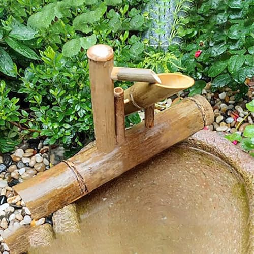 Fontaine à eau solaire en bambou avec pompe pour décoration d'étang de jardin