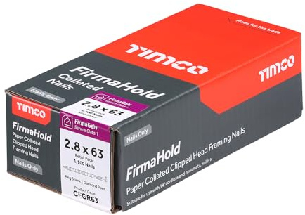 Firmahold Gun Nails Without Gas Framing fit Paslode IM350 + 50mm 63mm 75mm 90mm (Galvanised, 2.8x63-1100pcs)