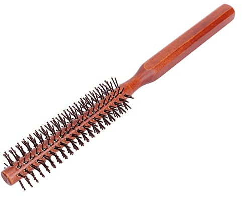 Fafeicy Runde Haarbürste, Holz-Styling-Lockenrollerbürste Zum Föhnen zu Hause, Kleiner Lockenwickler Unisex