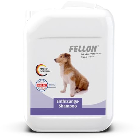 Fellon Entfilzungsshampoo für Hunde 10 Liter | Anti-Filz Hundeshampoo gegen Knoten & Verfilzungen | Kämmhilfe für leichte Kämmbarkeit | für alle Felltypen & Welpen | rückfettend | Made in Germany