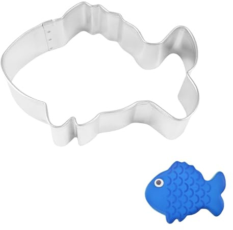 R & M Tropical Fish Tinplated Cookie Cutter, 3.5-Inch, Silver