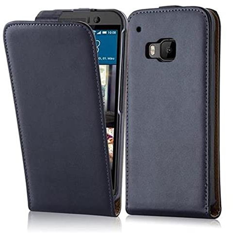 Cadorabo Hülle kompatibel mit HTC ONE M9 Flip Design aus Premium Kunst Leder Flip Klappbare Stoßfeste Magnetische Cover Hülle für HTC ONE M9 Tasche in Schwarz
